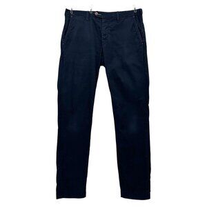 Ted Baker London Mens 32R Pants Straight Leg Blue Black Retro Pattern Dress